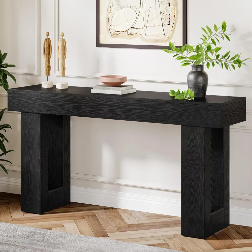 63-Inch Long Console Table, Farmhouse Wooden Sofa Table Behind The Couch, Narrow Entryway Table for Entrance, Hallway