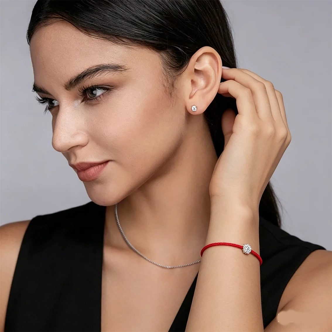 

0.5 Carat Certified Moissanite Bracelet Earrings Set Sparkling Round Cut Wedding Jewelry Gift for Women Minimalist Party