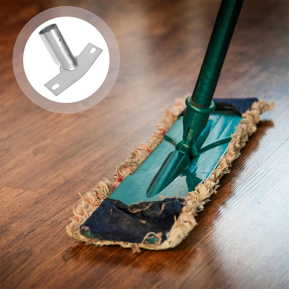 

2pcs Broom Handle Bracket Floor Brush Accessory Durable Iron Replacement Tip Threaded Mounting Repair Kit Compatible With Mop
