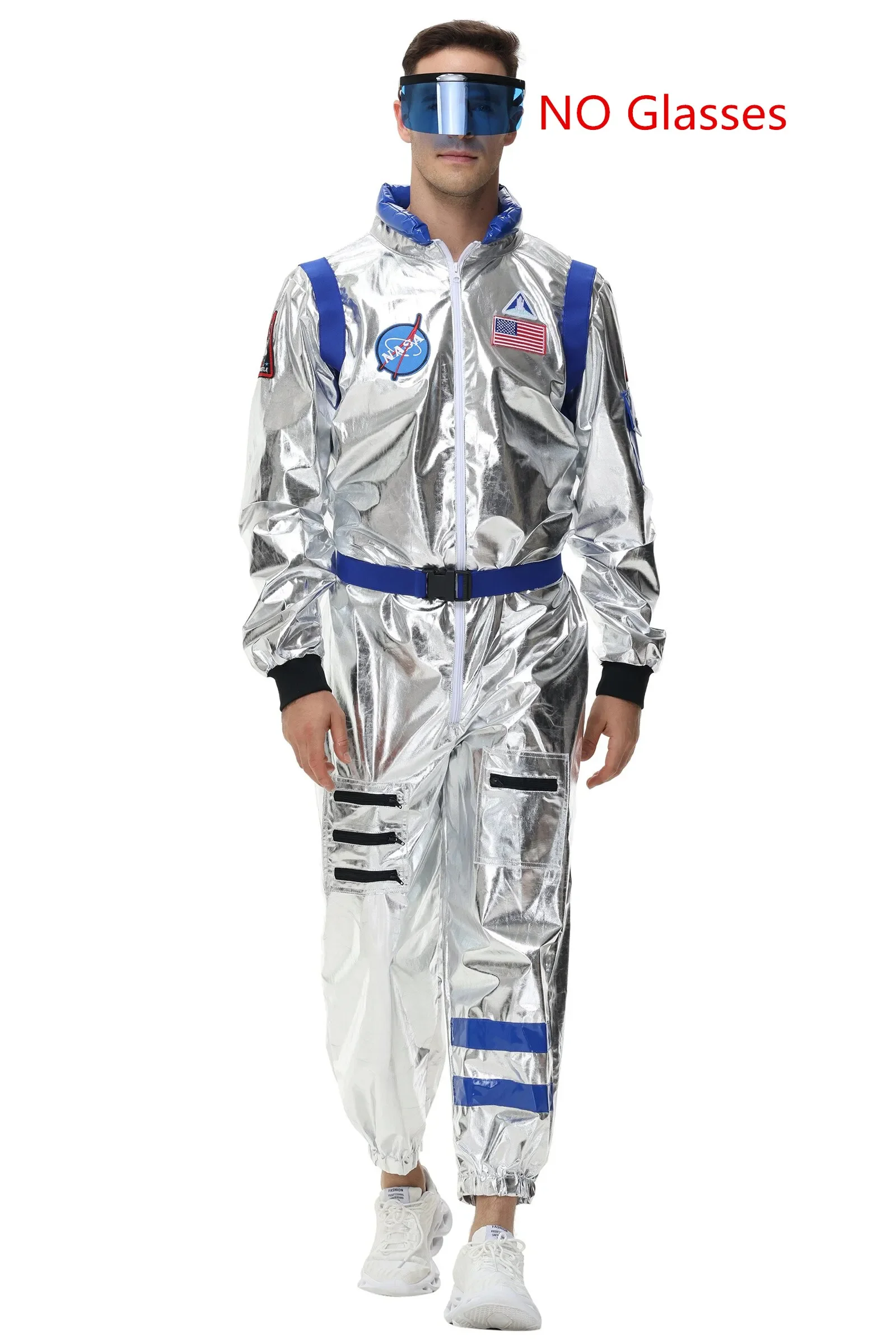 Zilveren astronaut kostuum volwassen ruimtevaarder jumpsuit ruimtepak outfit voor vrouwen mannen cosplay halloween kostuums 2024 nieuw