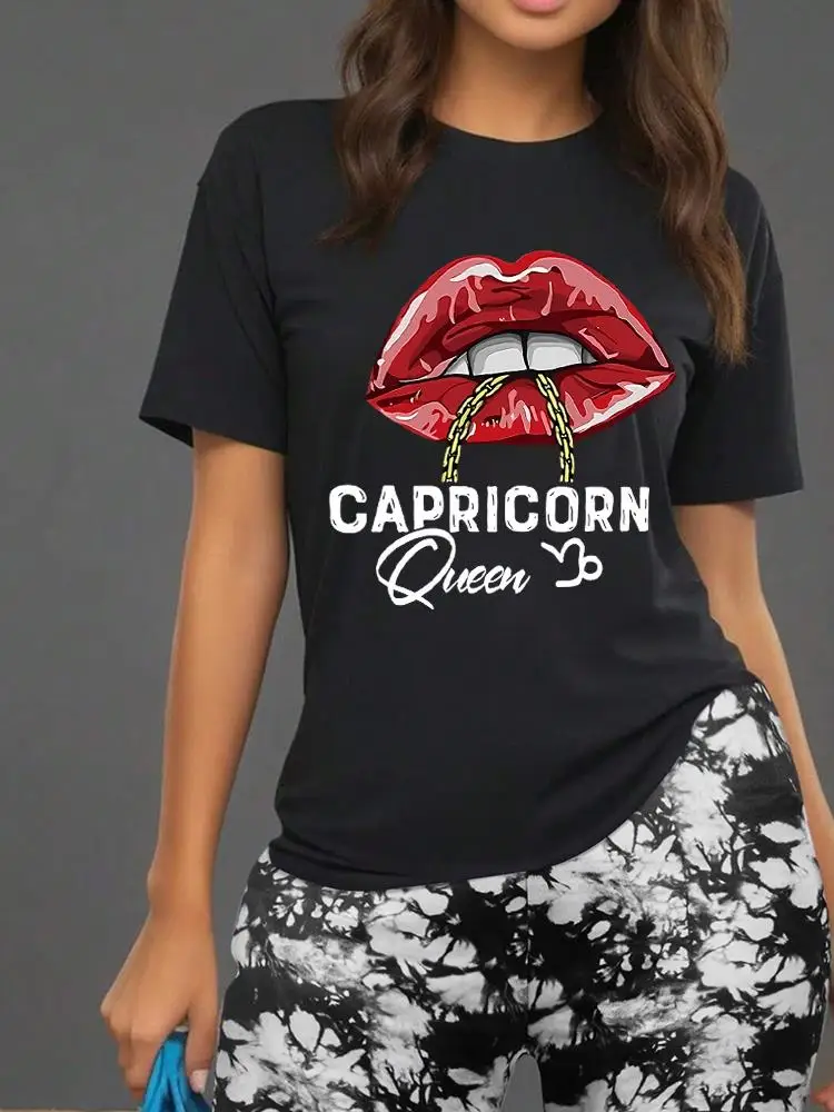 

Capricorn Queen Print Women T Shirts Floral Shorts Breathable Two Piece Set Casual Fashion Fit Comfortable Shorts Sets Summer