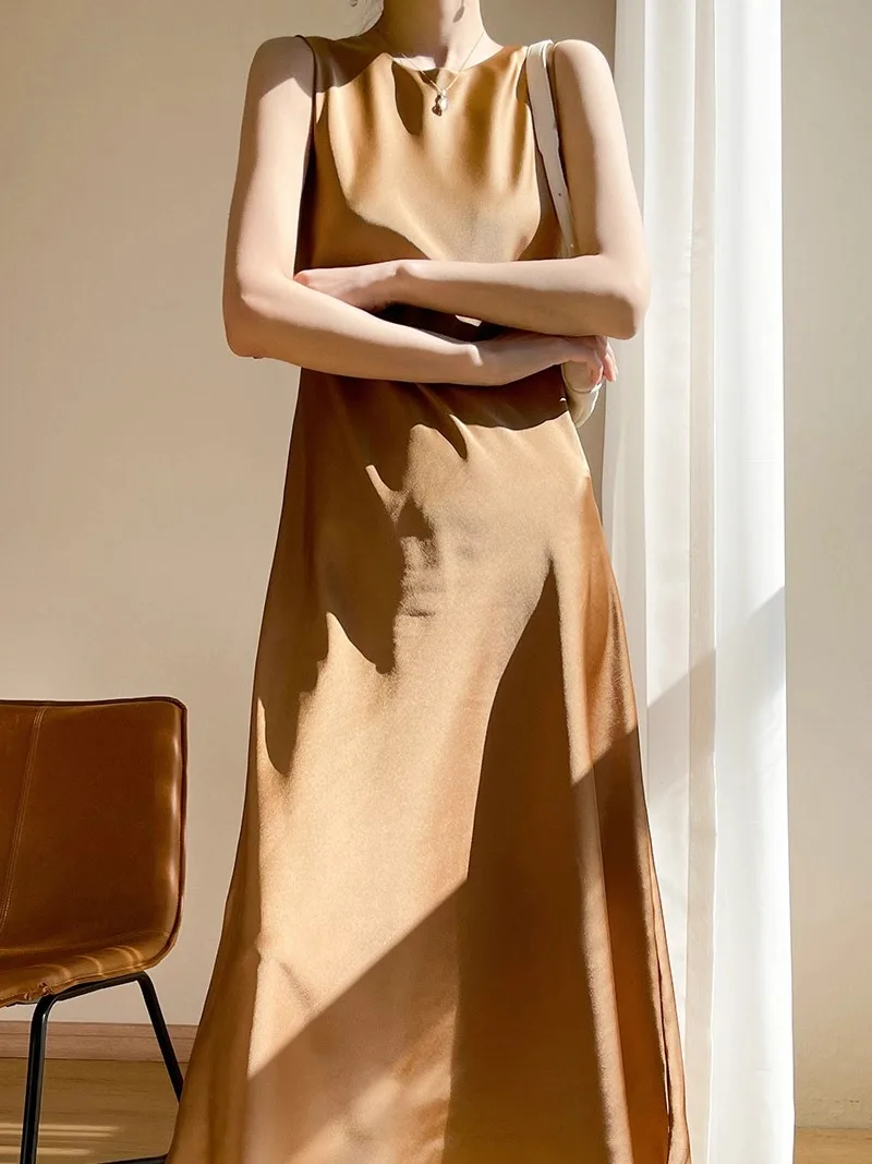 Ele redondo Ne seda Sari Dr mujeres Primavera Verano vinagre satén longitud media Svel Dr Commute Sle A-Line falda