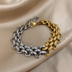 Greatera Niche Handmade Braided Titanium Steel Men's Bracelet Classic Contrast Color Design Waterproof Chain Bangle For Women