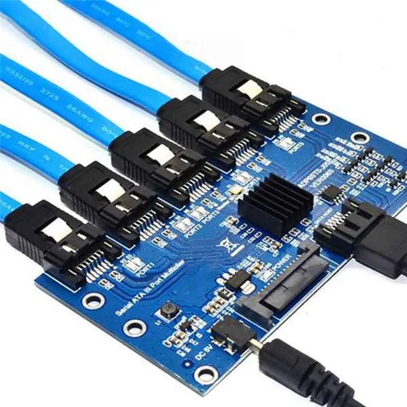 ABIJ-SATA 3.0 Expansion Card 1 To 5 Port Converter Expansion Card 6Gbps Motherboard Riser Card Hub Adapter