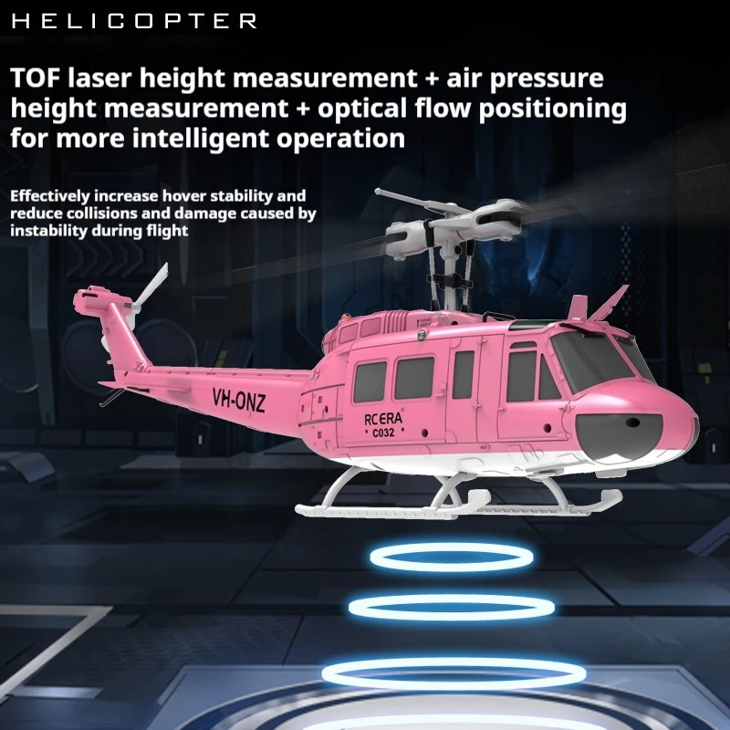 Uh-1 C032 Rc Helicopter 2.4g 6-Aixs Gyroscope 6ch Altitude Hold Optical Flow Brushless Remote Control Helicopter Toys Adult Gift