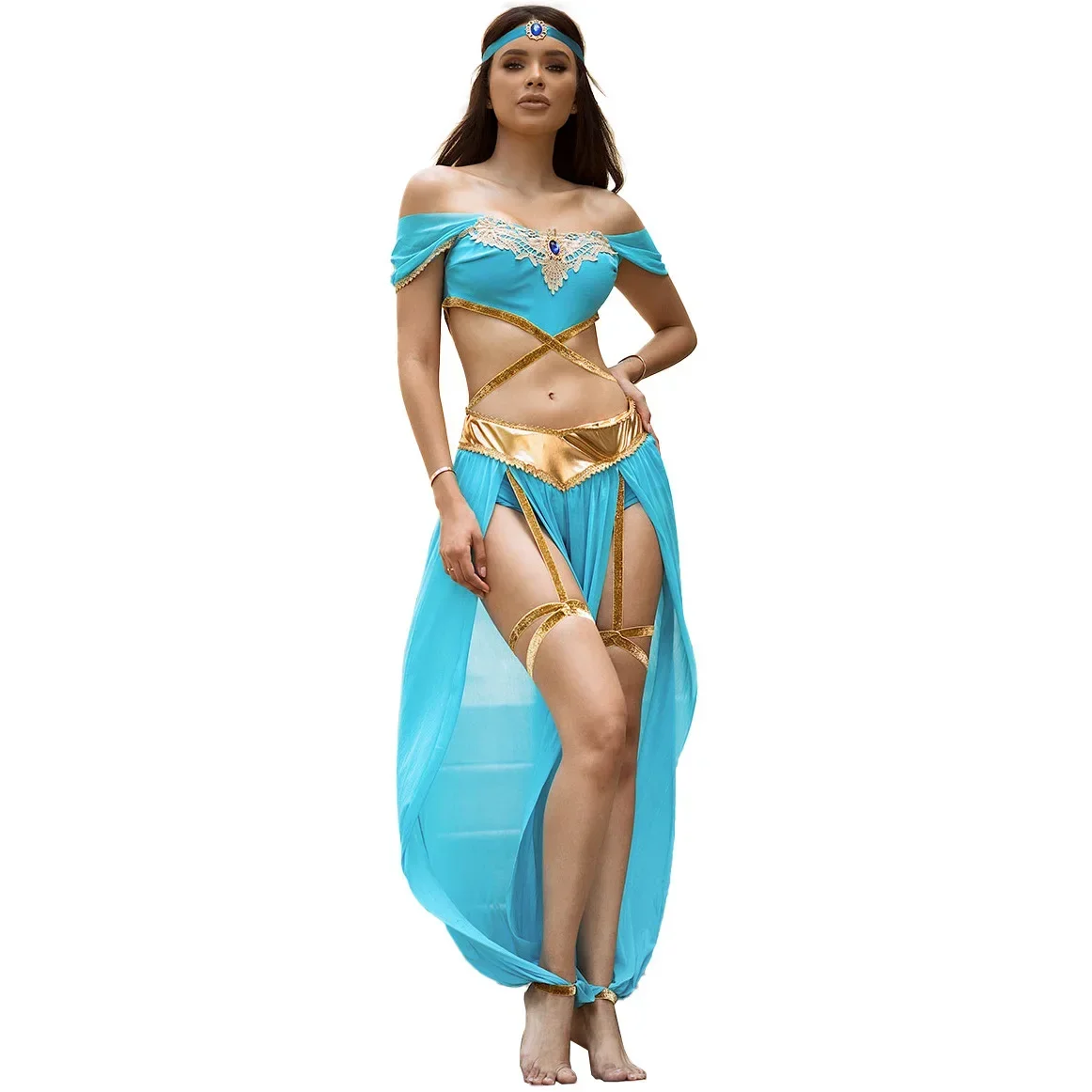 Nuovo Aladdin Genie Lampada Principessa Jasmine Festival Costume da festa Tema di Halloween Danza moderna Abbigliamento per uso speciale da donna