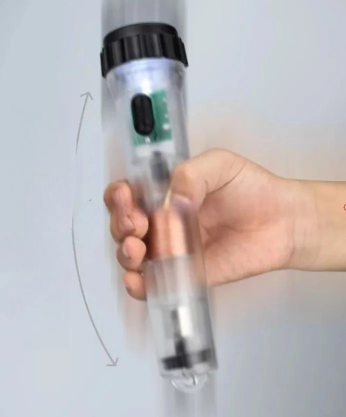 Self-generated Transparent Emergency Fluorescent Torch Flashlight Hand-cranked Charging Far-pull Flashlight Strong Magnet