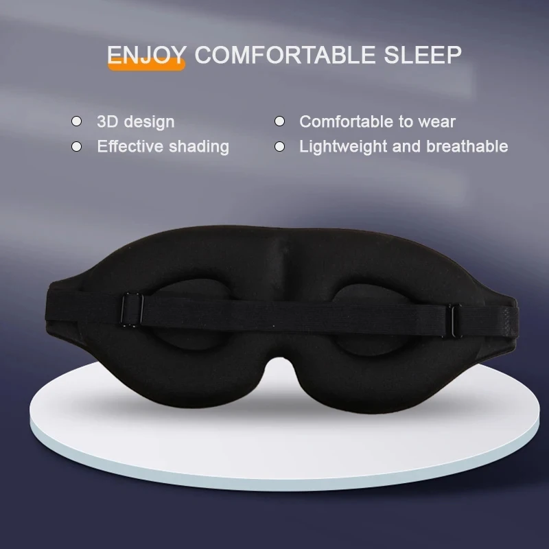 3D Eye Mask Adjustable Suitable for Men and Women with No Pressure on the Eyes Breathable and Light Blocking Eye Mask Black