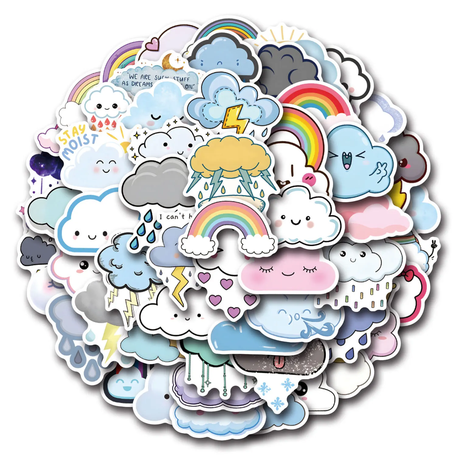 55/110PCS Cartoon Cute Cloud Funny Meme Graffiti Stickers Waterproof Decals Children's Toys Gifts for Water Cup Scrapbook Guitar