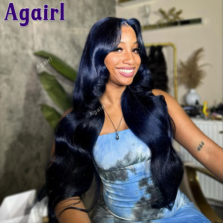 Midnight Blue 13x6 Lace Front Wig Human Hair 13x4 Ready Go Body Wave Lace Frontal Wig PrePlucked 6X4  Lace Closure Wig For Women