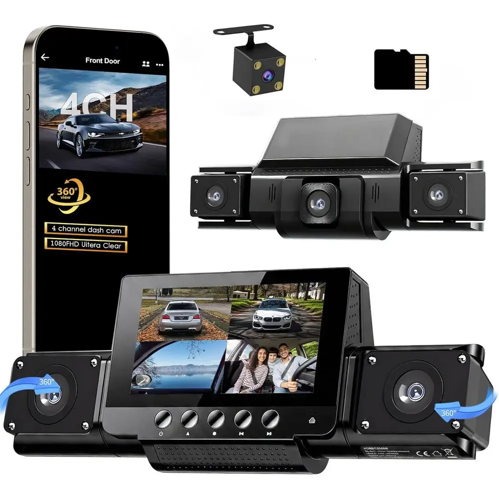 

360° 4-Channel Dash Cam with 5G, GPS, Night Vision, Parking Monitor & G-Sensor
