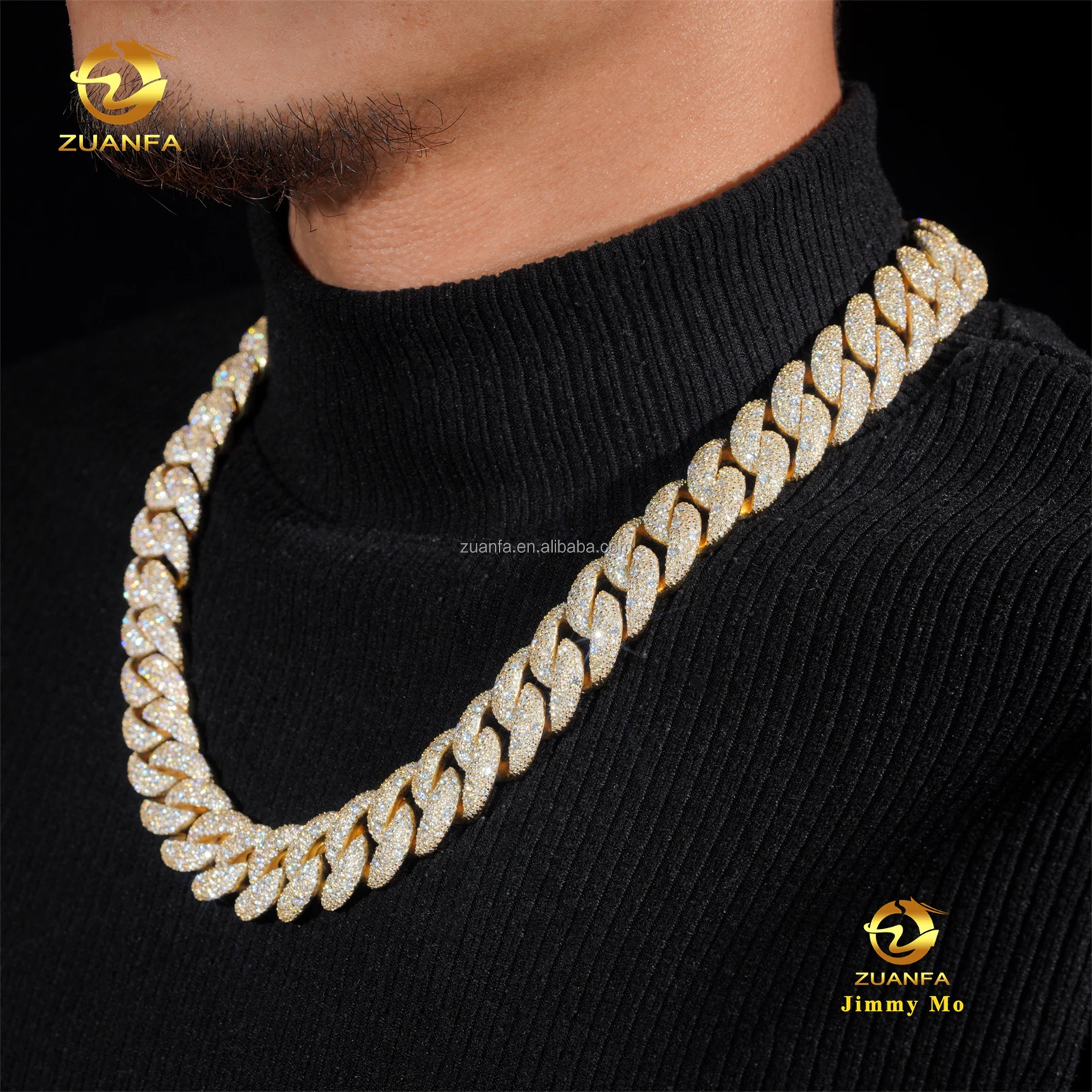 Luxury Customized Heavy 925 Solid Silver 18mm Big Guy Rapper Jewelry Iced Out Hip Hop Moissanite Diamond Miami Cuban Link Cha