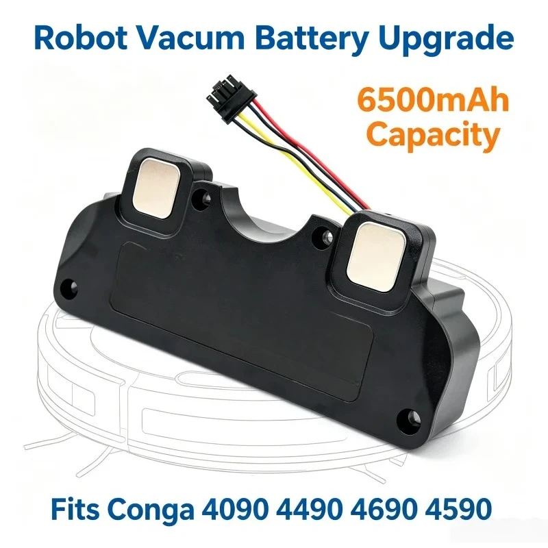 Upgrade 6500mAh 14.4V Battery for CECOTEC CONGA 4090 4490 4590 4690 Vacuum Robot, Li-ion Replacement Spare Parts