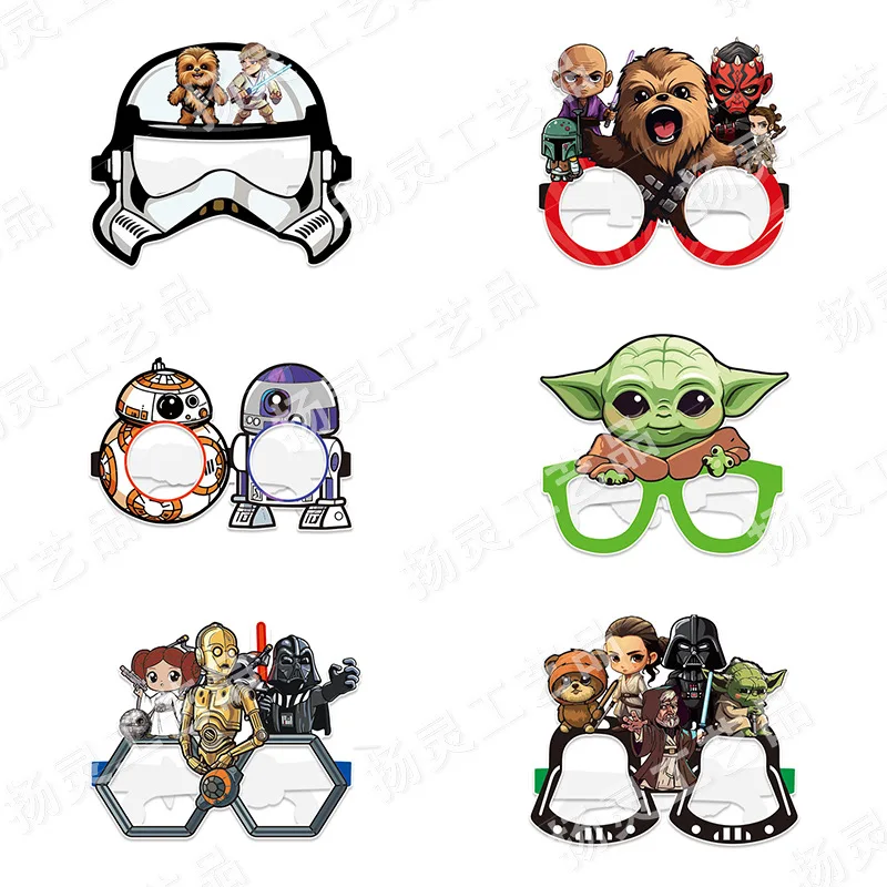 

12 шт. новый стиль аниме фильм Звездные войны мультфильм вечерние украшения бумага очки маски фото косплей реквизит с днем рождения поставка