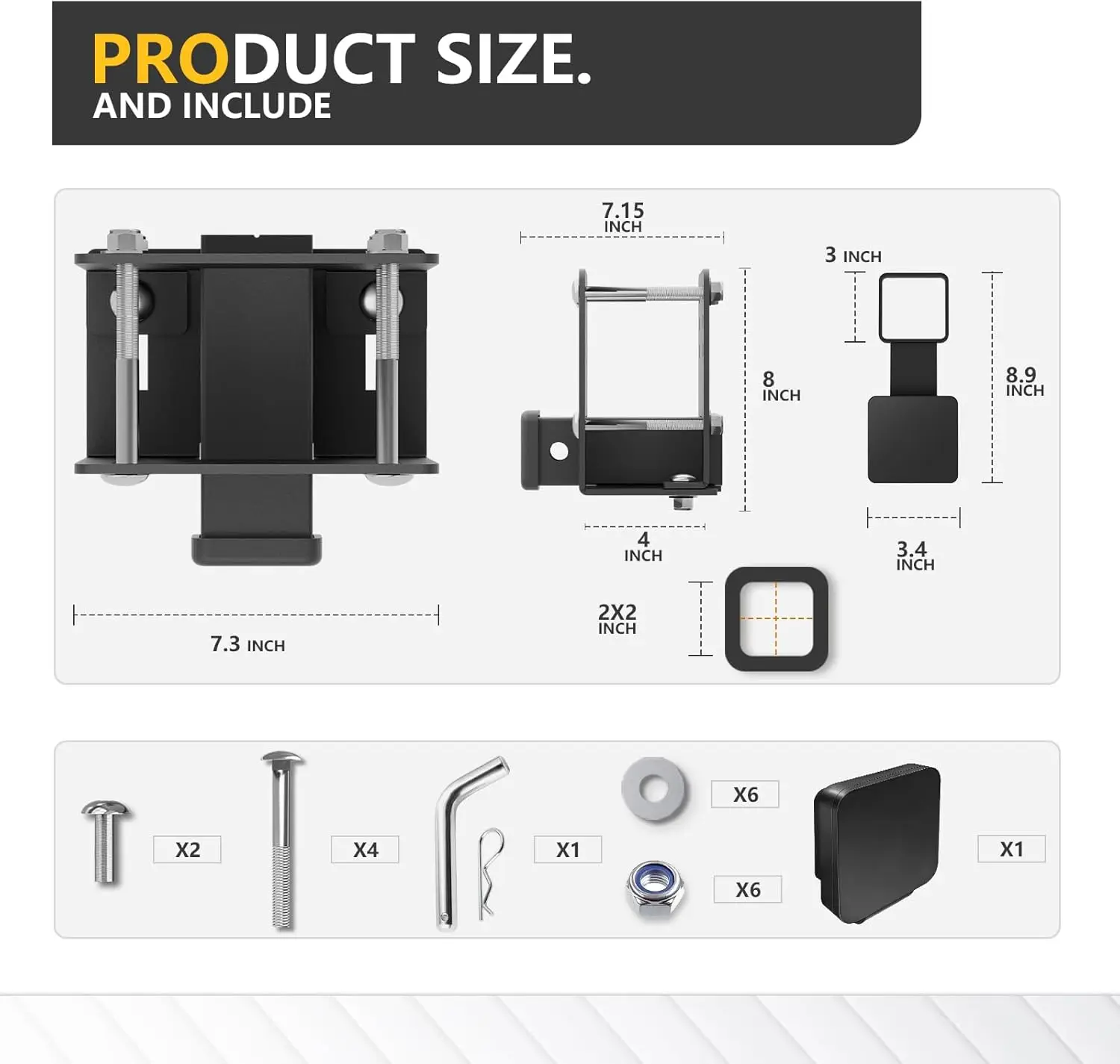 Receptor de engate de reboque de 2", capacidade de 3500 LBS, cabe em vigas de 2-4 polegadas para reboques e acessórios RV