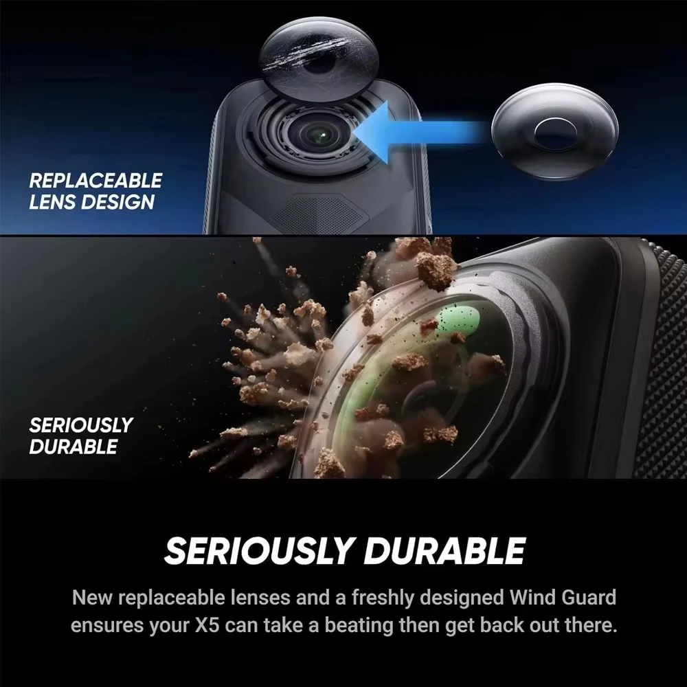 Insta 360 X5 New 360 Action Camera 2290mAh 4K Video IP68 Waterproof Panoramic Sports 150 Wide Angle 128GB MicroSD Rotating LCD