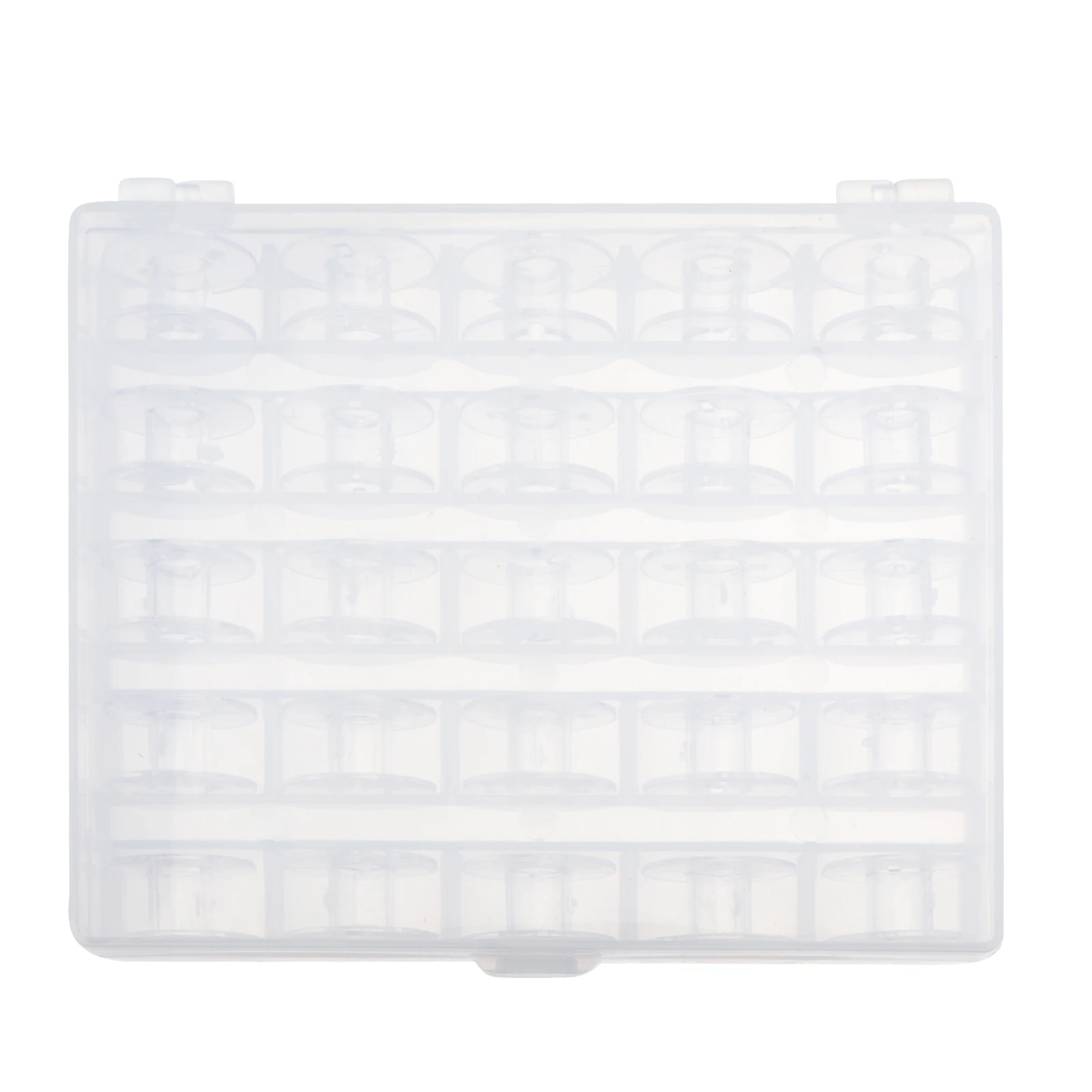

25pcs Plastic Transparent Sewing Machine Bobbins Spools 12*11*2.5Cm Storage Case For Home Use Bobbin Organizer Kit Sewing