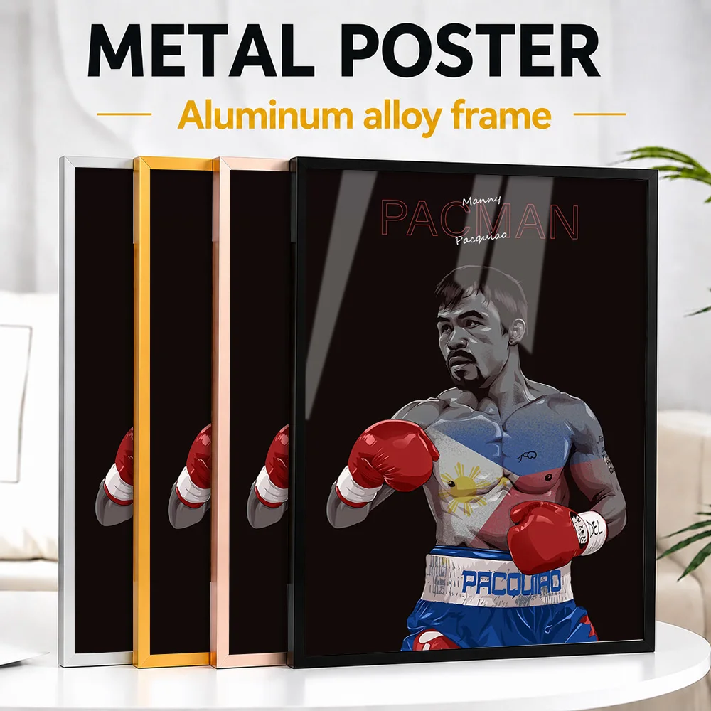 Manny Pacquiao Boxing Framed Metal Print Customized Photo Vintage Fight Style Wall Art For Training Studio Unique Athlete Gift