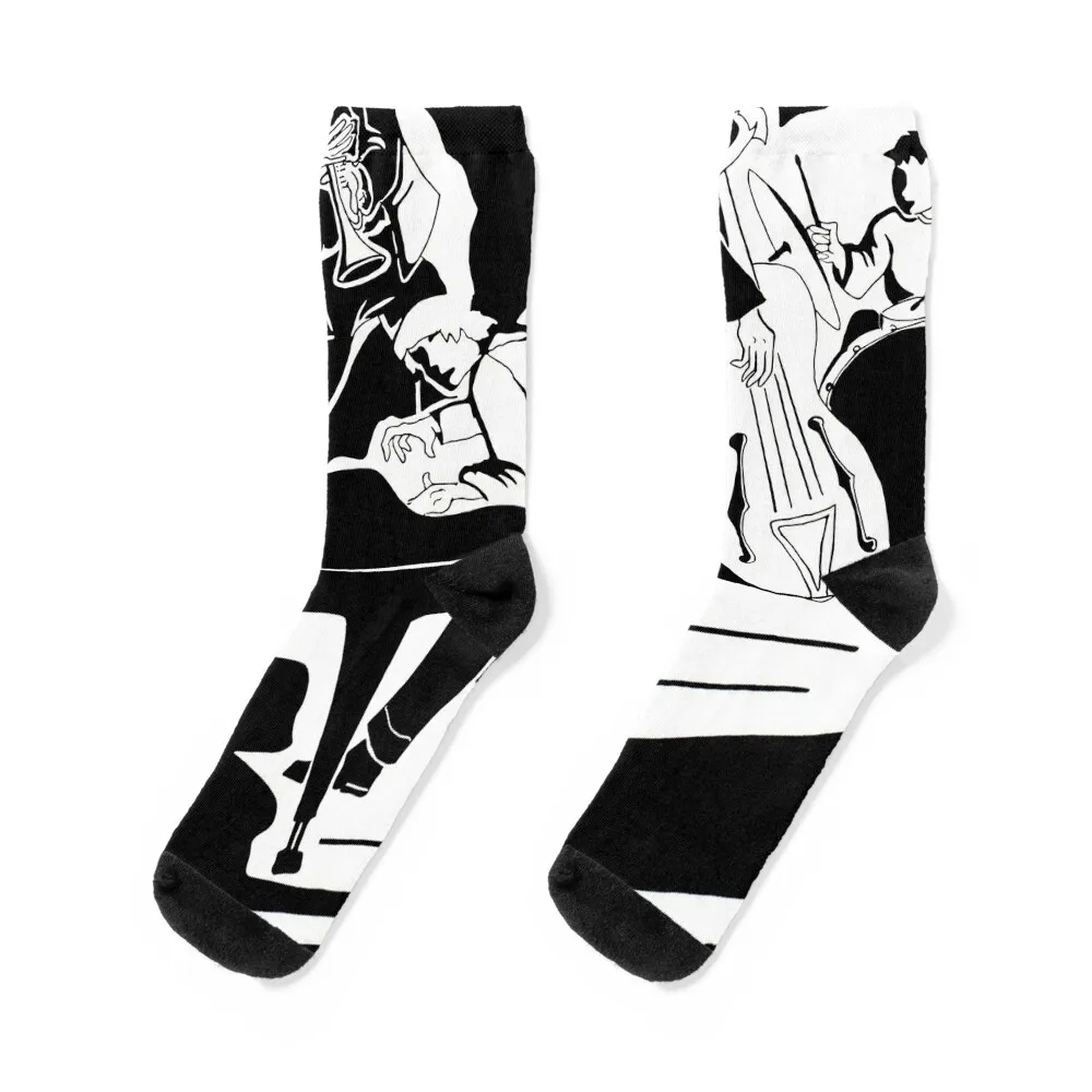 

Джаз в черно-белых носках, движущиеся чулки, мультяшные подарки, напольные мужские носки, роскошные женские