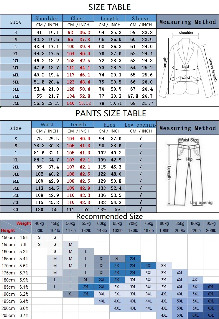 Ternos de casamento monocromáticos masculinos, ternos de 2 botões, smoking, noivo Terno, colete e calças, 8XL, 3 PCs