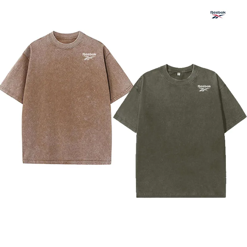 Reebok Brand Retro Round-Neck Short-Sleeve Sporty Fashion T-Shirt, 2-Piece Set, Available in Various Colors. Versatile Unisex De view 2