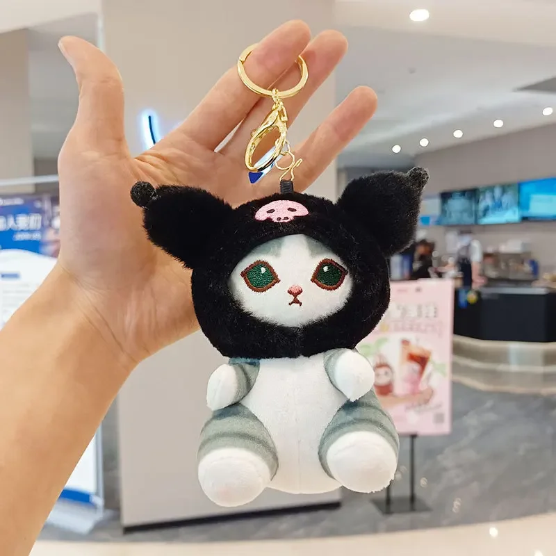 disney Anime Kuromi Melody Cinnamoroll Pochacco Plush Toy Keychain Kawaii Cross Dressing Doll Plushie Pendant Birthday Girl Gift