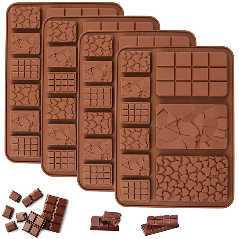 Moldes de Chocolate Reutilizables Antiadherentes de Silicona de Diferentes Formas para Barritas Energéticas y Proteínas Moldes para Tartas