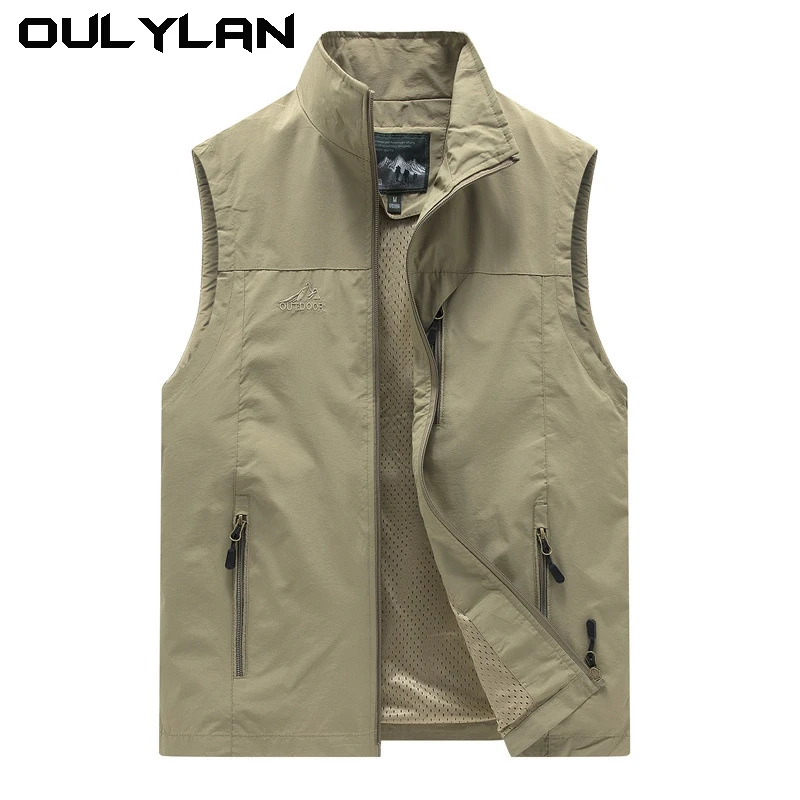 

Outdoor sleeveless jacket men's fishing stand-up collar vest jacket quick drying waterproof climbing wear Climbing work clothes