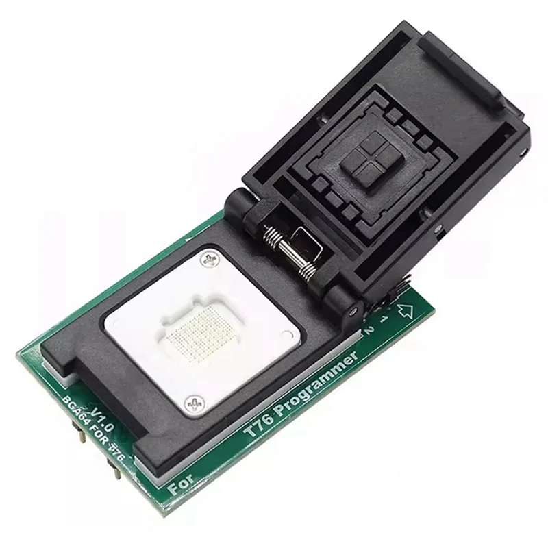 Адаптер розетки EMMC BGA64 IC для программатора Xgecu T76, с двойной головкой, подпружиненным держателем тестового зонда + 5 шт., ограничительные рамки