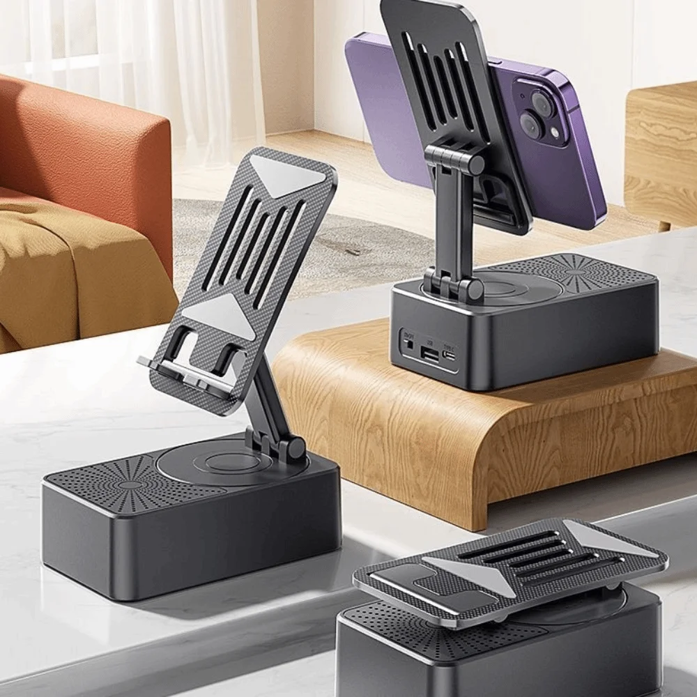 

Портативная многофункциональная подставка для мобильного телефона, беспроводная противоскользящая основа, держатель для телефона, черный объемный звук, Bluetooth-динамик для домашнего использования