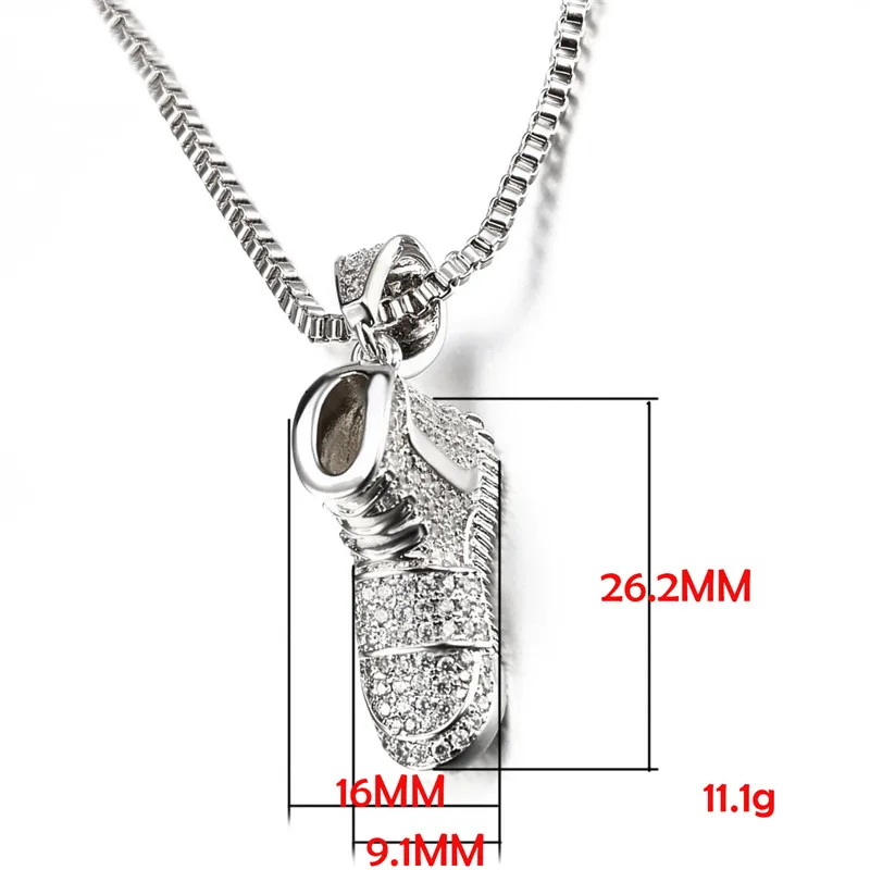 Hip Hop Pendant for Men Shoes Pendants Necklace  Bling Bling  Cubic Zirconia Silver Plated Ice Out Fine Jewelry