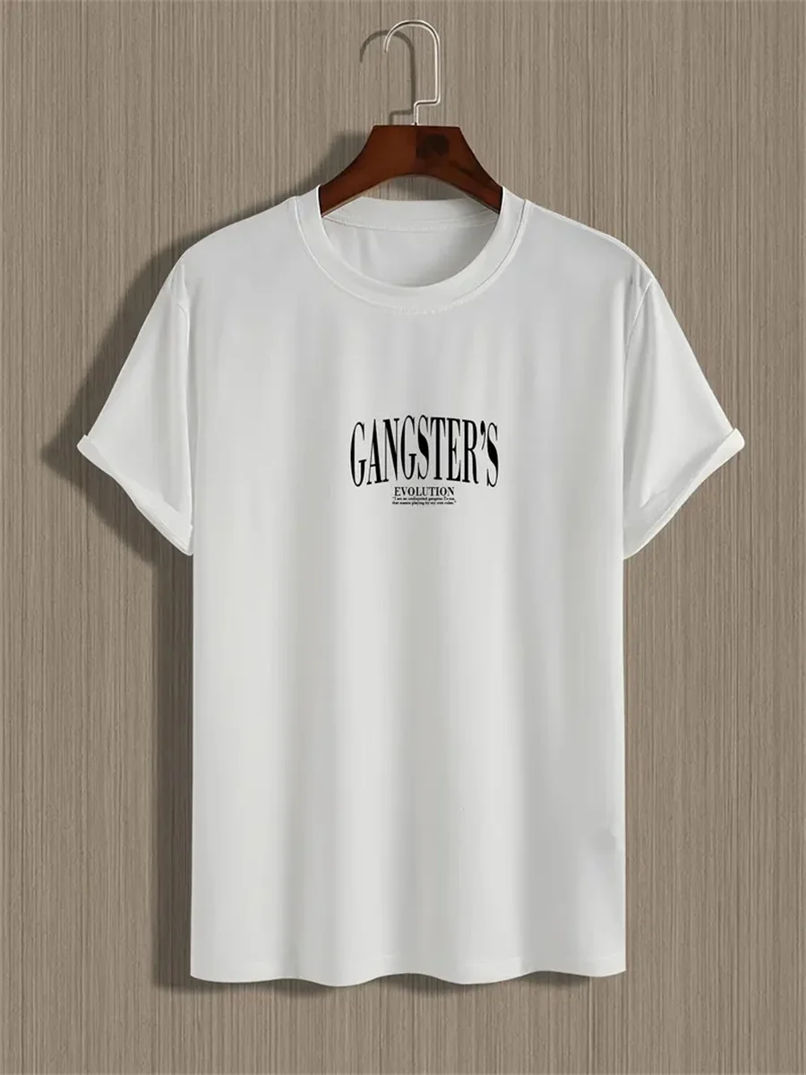 تي شيرت رجالي صيفي 100 قطن عصري غير رسمي فضفاض مقاس كبير مطبوع عليه عصابات الظهر تي شيرت برقبة دائرية وأكمام قصيرة #2