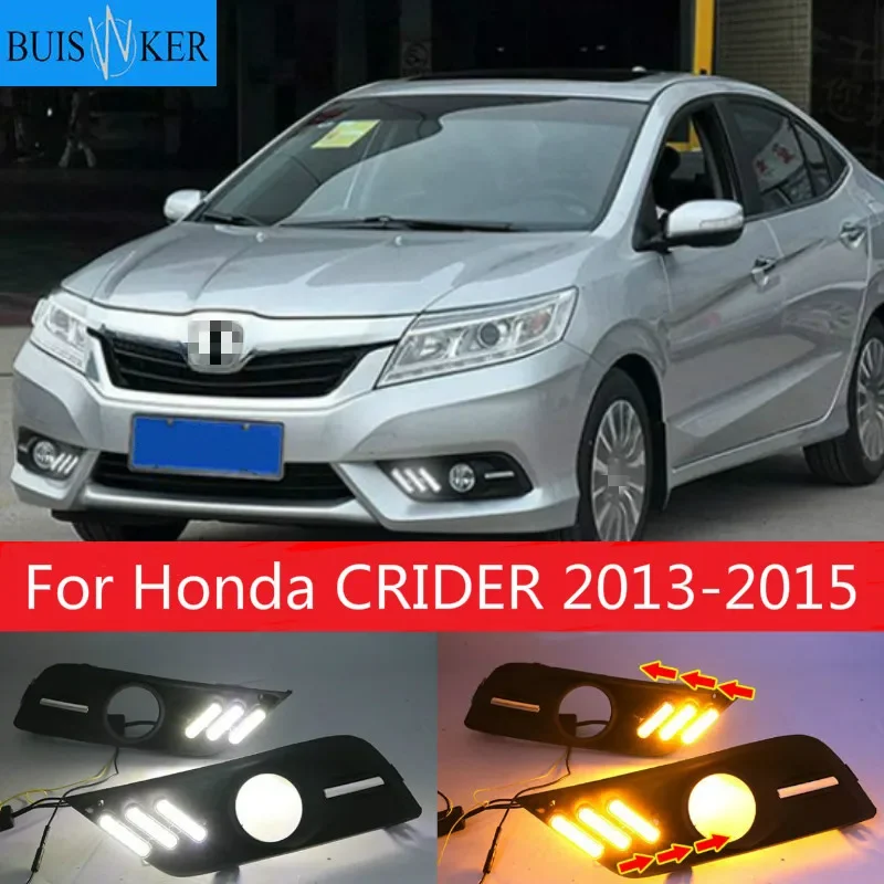 

1set LED Daytime Running Light Front Bumper Turn Signal Lamps Car Fog Light Assembly For Honda CRIDER 2013-2015