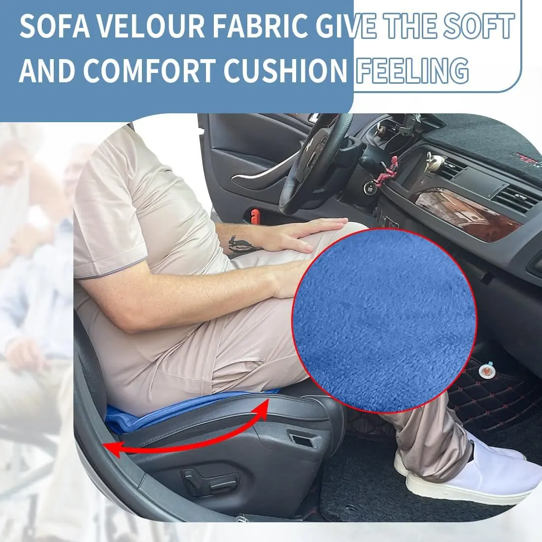 Ehucon وسادة دوارة 360° للمسنين - قرص نقل آمن (غطاء قابل للغسل، للكرسي المتحرك/السيارة/المنزل)