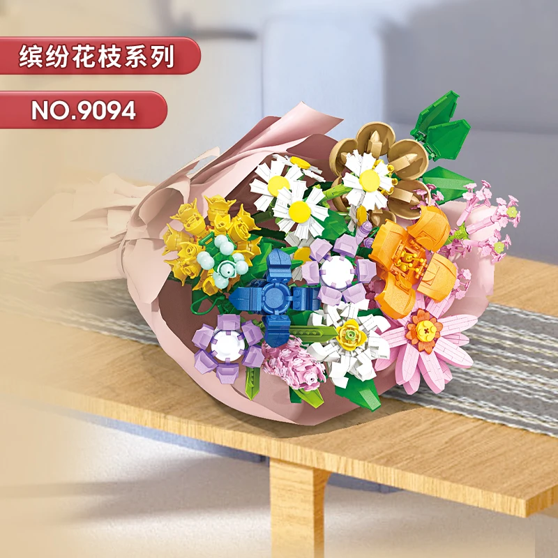 Flowers Bouquet Flower Blocks Bonsai Plant Model Bricks Romantic Home Decoration Toy For Kids Girls Gift