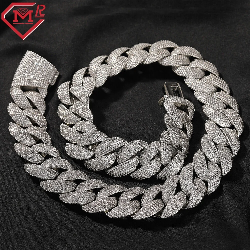 

Top Selling Hiphop Cuban Link Chain Pass Testter Rapper 925 Solid Silver 20mm Vvs Moissanite Cuban Link Chain