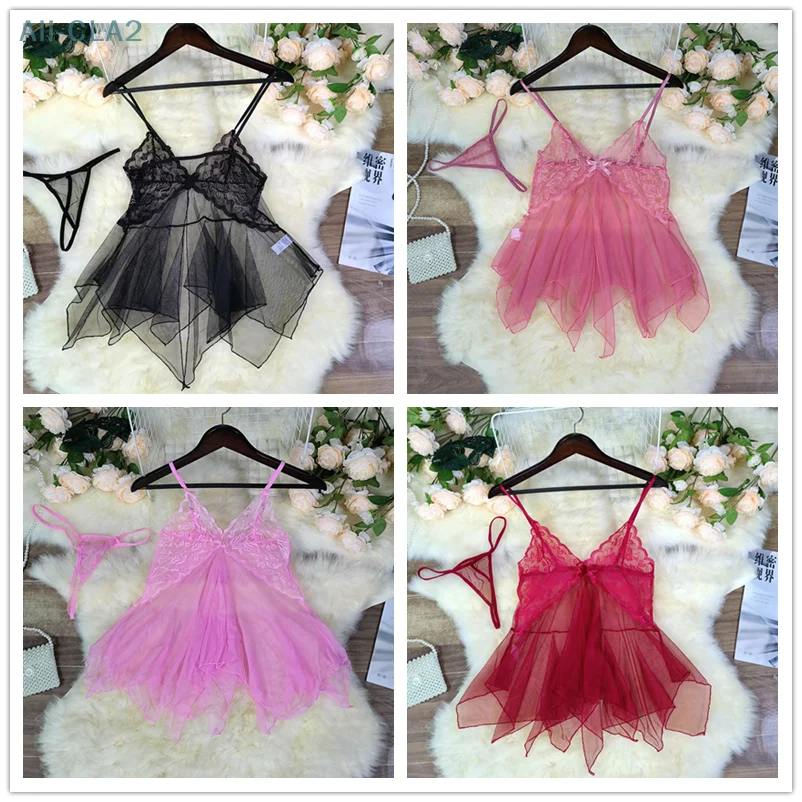 

1Set Sexy Comfortable Lingerie Women's Lace Beauty Tulle Elegant Irregular Underwear Dress Set