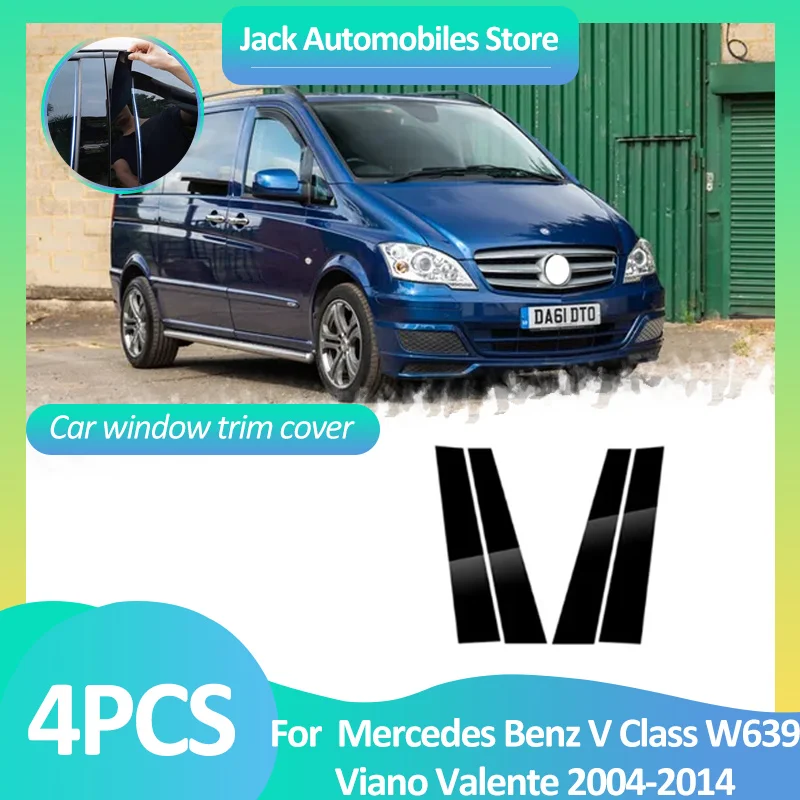

Car Window Cover For Mercedes Benz V Class W639 Viano Valente 2004~2014 Pillar Door Sticker Black Carbon Fiber Silver Accessorie