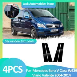Car Window Cover For Mercedes Benz V Class W639 Viano Valente 2004~2014 Pillar Door Sticker Black Carbon Fiber Silver Accessorie