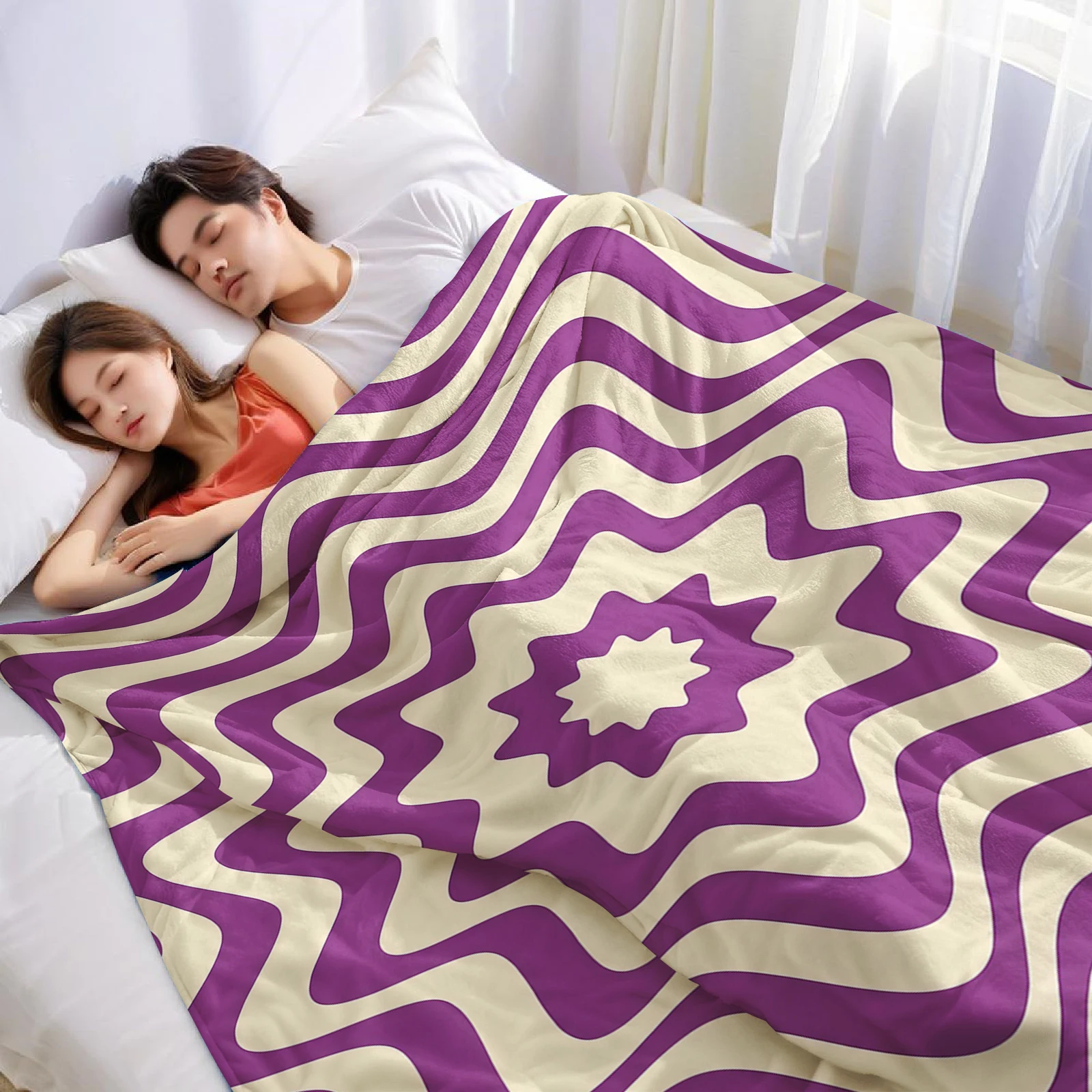 Purple Swirl Optical Lightweight Microfiber Soft Christmas Fleece Blanket Warm Cozy Throw for Bed Sofa Office Travel All Season