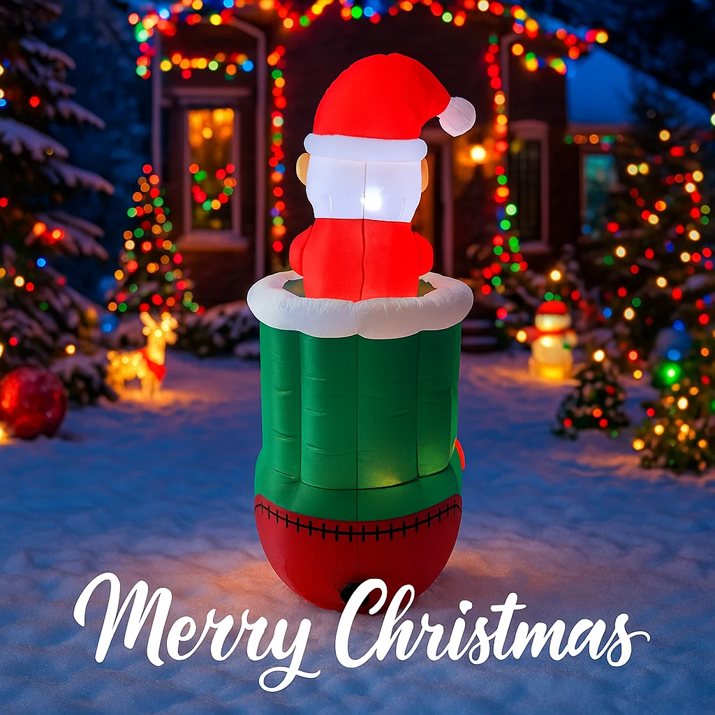 Decoración inflable para patio navideño de 5,2 pies, modelo de media de Papá Noel gigante, juguete de Navidad, suministros de decoración del hogar, adornos, regalos, decoración