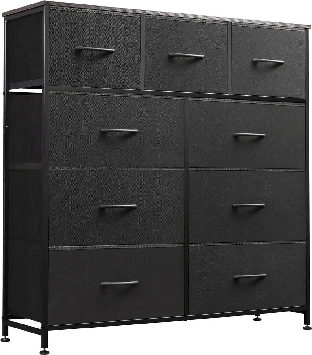 9-Drawer Dresser, Fabric Storage Tower for Bedroom, Hallway, Closet, Tall Chest Organizer Unit with Fabric Bins, Steel Fra