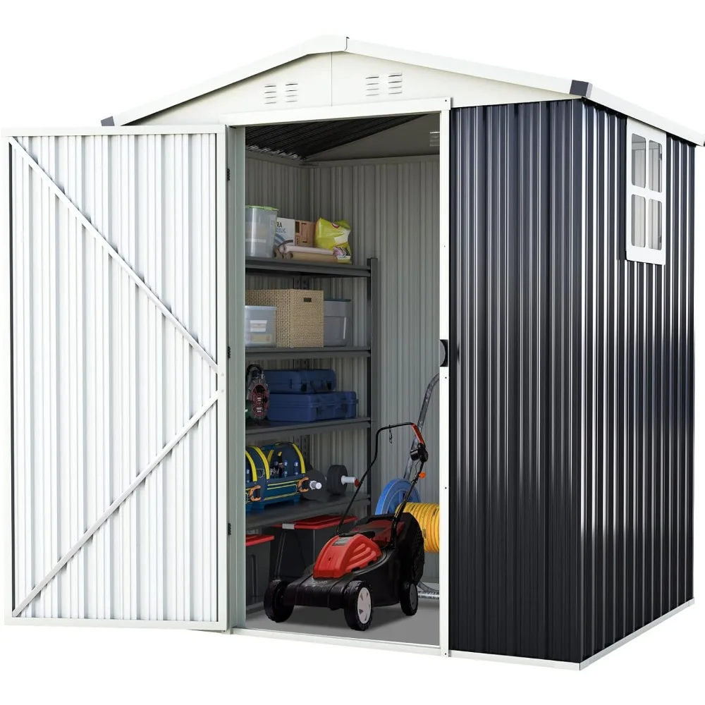 

6X4 FT Metal Storage Shed, Lockable Outdoor Garden Shed Waterproof Shed for Bike Storage, Tool Storage, Temporary Storage with