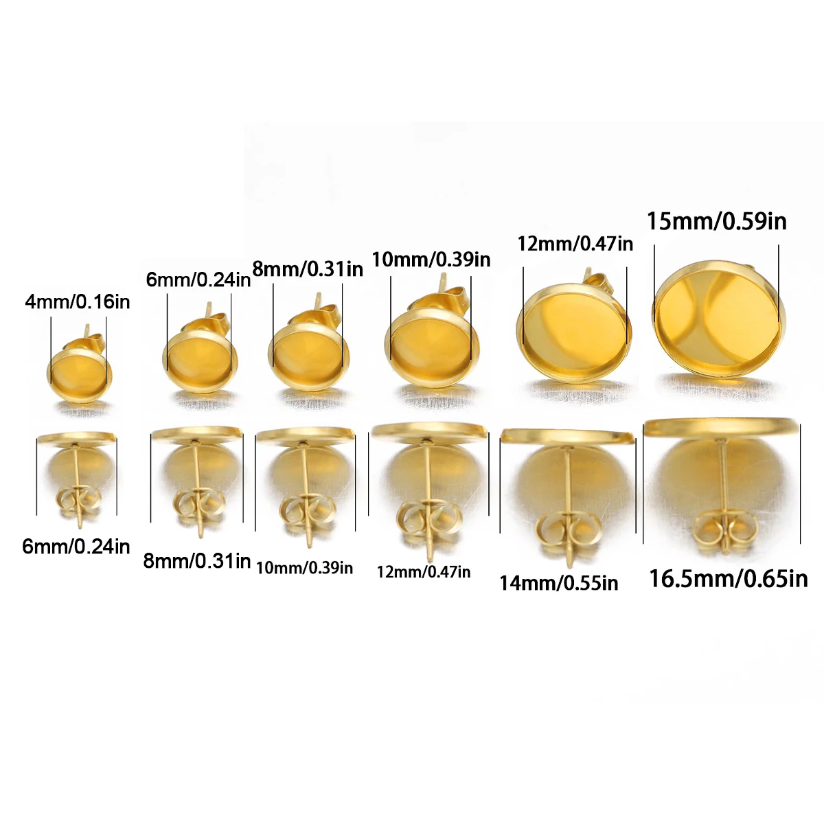Inner Diameter 4–14mm 2–20pcs Stainless Steel Disc Welding Pins Gold-Plated/Silver-Plated Handmade DIY Earring Accessories