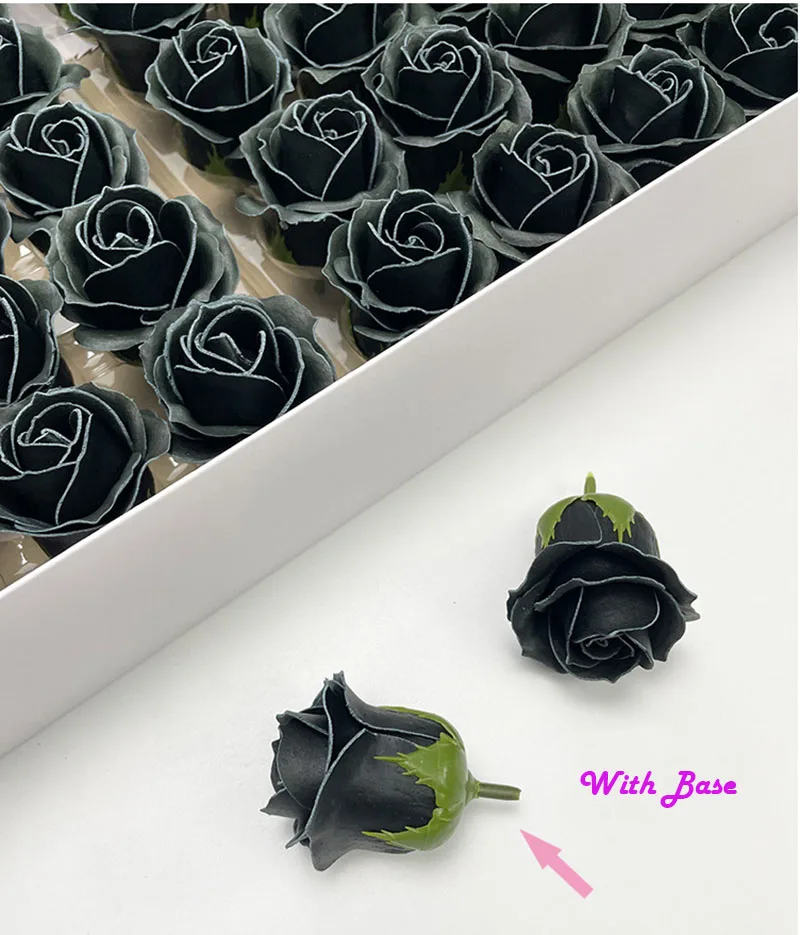 18/50pcs Ms Rose Black edge Soap roses artificial roses with base eternal Decorative flowers gift bouquet for Mother Girl friend