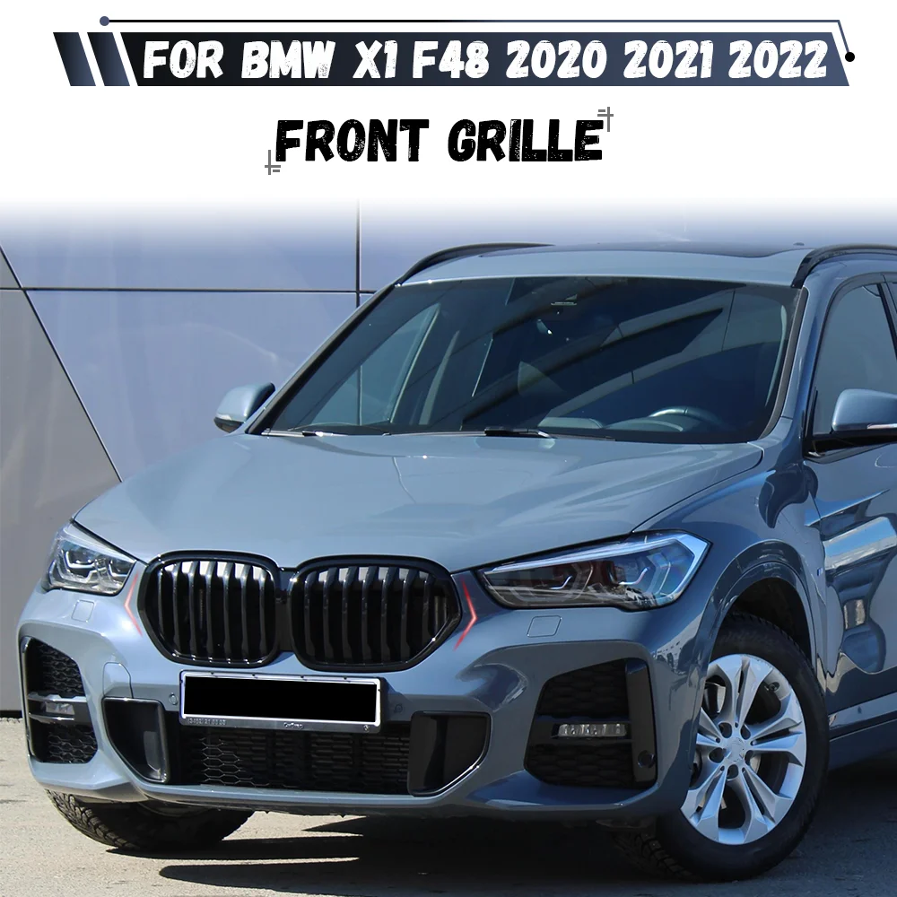 ل BMW X1 F48 2020 2021 2022 sDrive18i sDrive20i xDrive20i واحدة مزدوجة خط الجبهة المبرد شواء مدخل هواء مصبغة