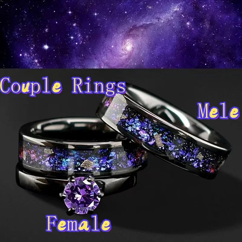 Pareja de anillos de acero inoxidable, elegantes y elegantes, los regalos perfectos para novios y novias y también gran Halloween.