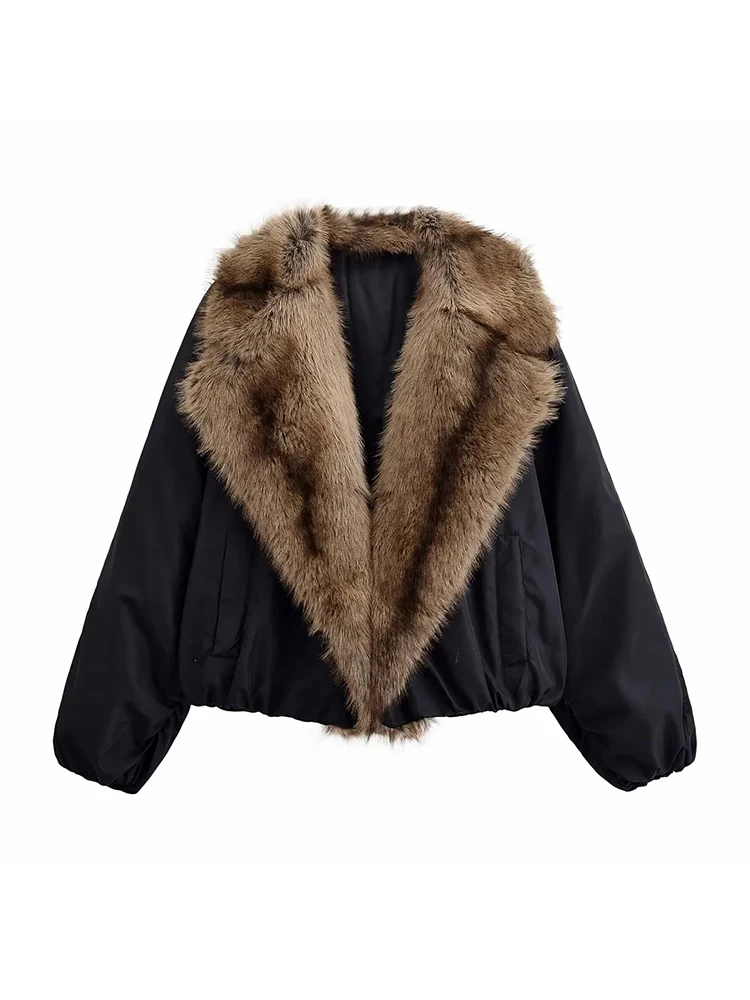 المرأة الجديدة الصلبة المرقعة فو الفراء بطانة فضفاضة معطف الشتاء المرأة الشارع ارتداء سترات غير رسمية الإناث سترة الموضة #1