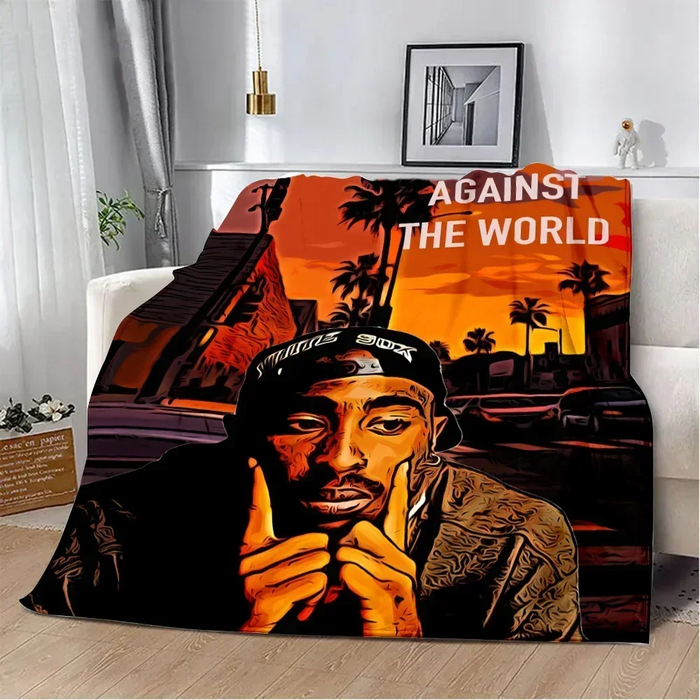 Fashion Tupac Shakur Rapper Hot 2Pac Printed Blanket Picnic Blankets Warm Blanket Soft and Comfortable Home Travel Birthday Gift