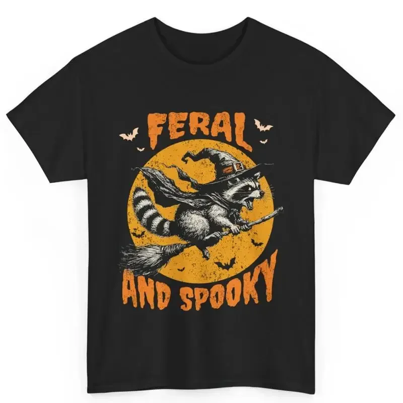 Raccoon Feral And Spooky Halloween Costume Lover Cotton T Shirt